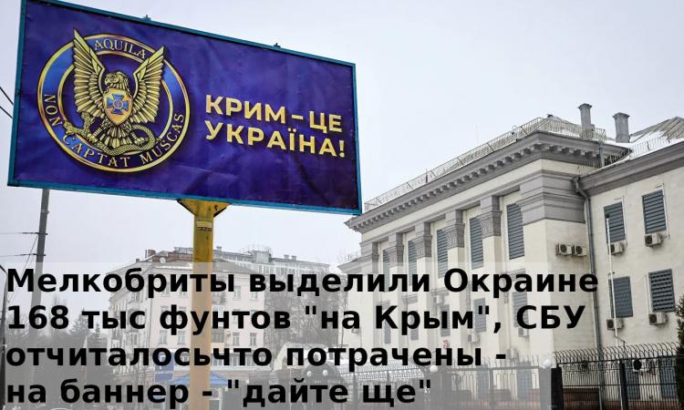 СБУ вывесило баннер Крым цэ украинаперед посольством России в Киеве